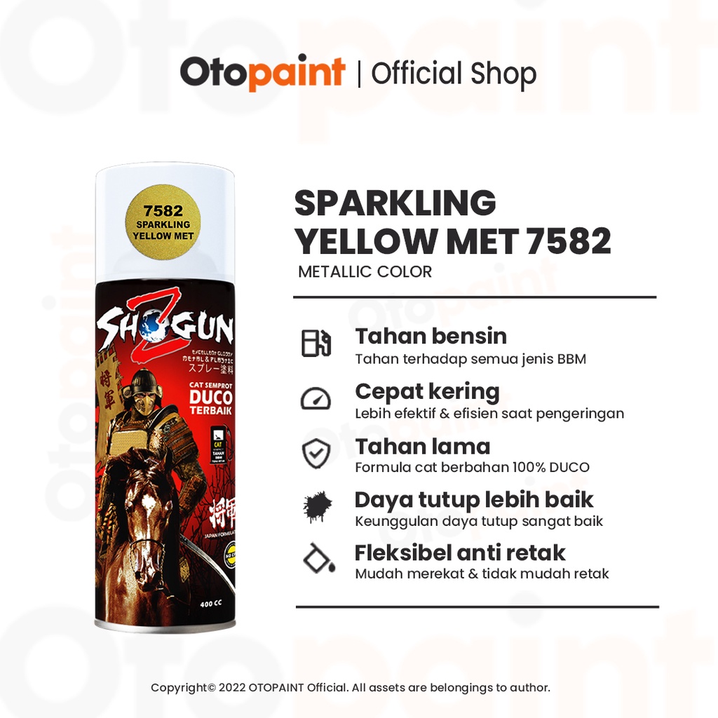 OTOPAINT Cat Semprot Pilox Sparkle Kuning Metalik | Shogun Z Sparkling Yellow Met 7582