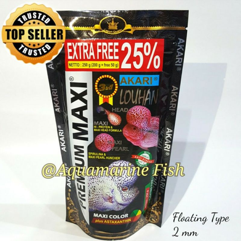 Akari Premium Maxi Louhan 250gr makanan ikan pakan pelet louhan mutiara cencu kamfa srd 250 gr Aquam