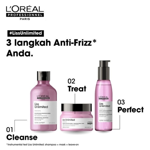 LOREAL Serie Expert Liss Unlimited Shampoo & Hair Mask Set - Perawatan Rambut Kusut Keriting-8