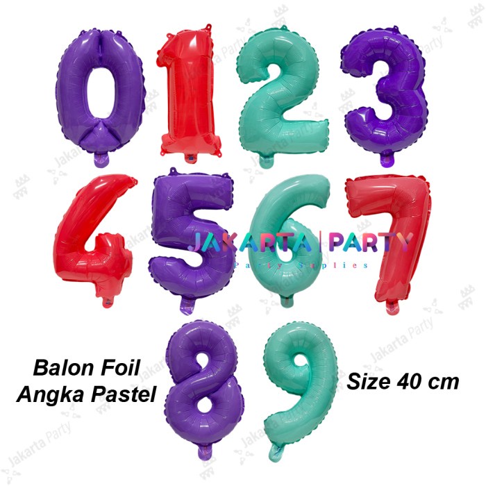 Balon Angka Pastel 40 cm / Balon foil angka / Balon angka