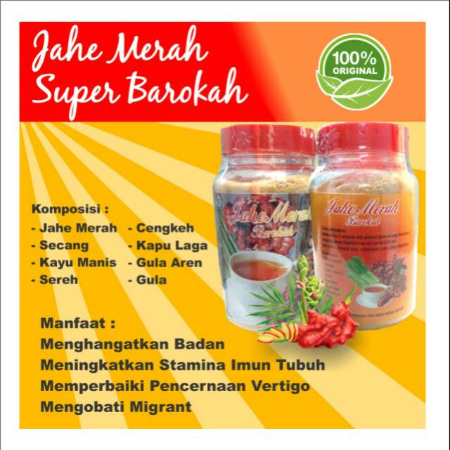 

[ bisa COD ] Jahe merah super barokah 210g