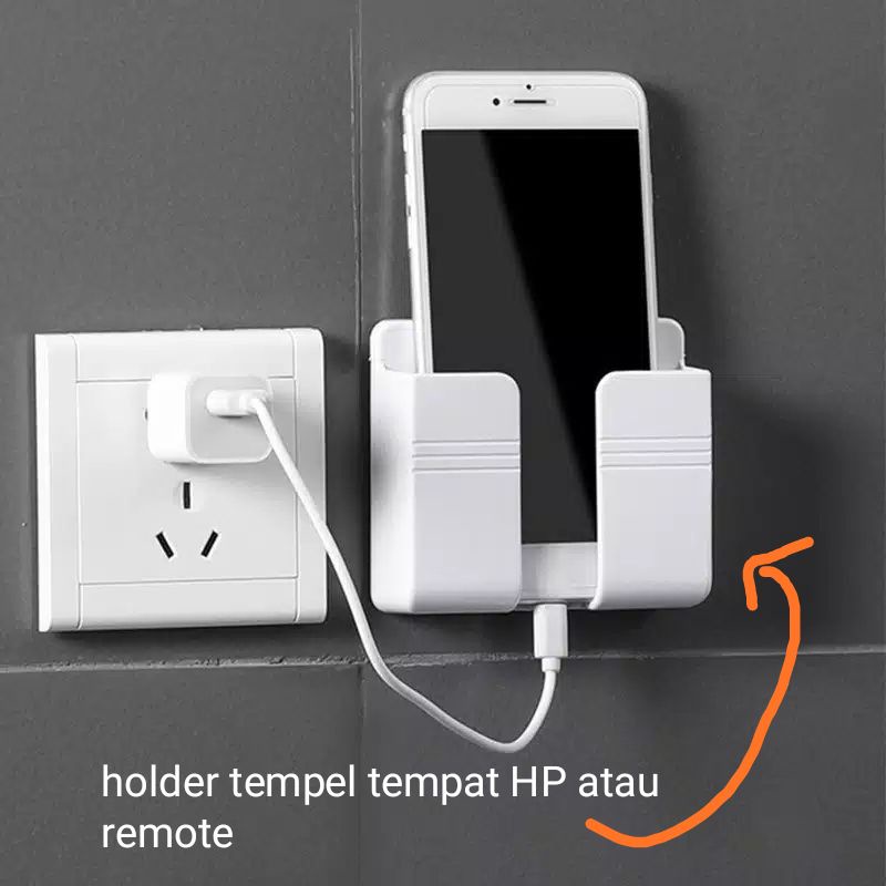 Rak Tempat HP Remote Tempel Tembok Holder HP Tempel Dinding Wall Phone Holder Gantungan HP Remot Holder Cas HP Tempel Tembok Dinding Rak handphone