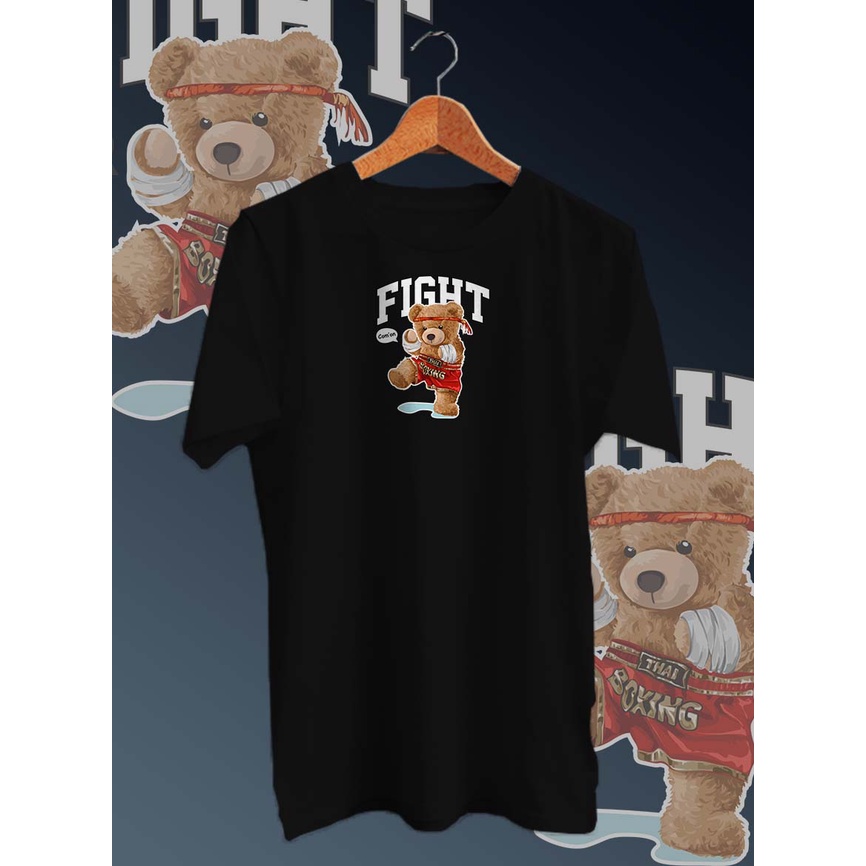 BAJU KAOS DISTRO BEAR FIGHT KAOS DISTRO PRIA KEKINIAN /KAOS PRIA/KAOS DISTRO/KAOS MURAH PRIA/UNISEX/COTTON COMBED 30s