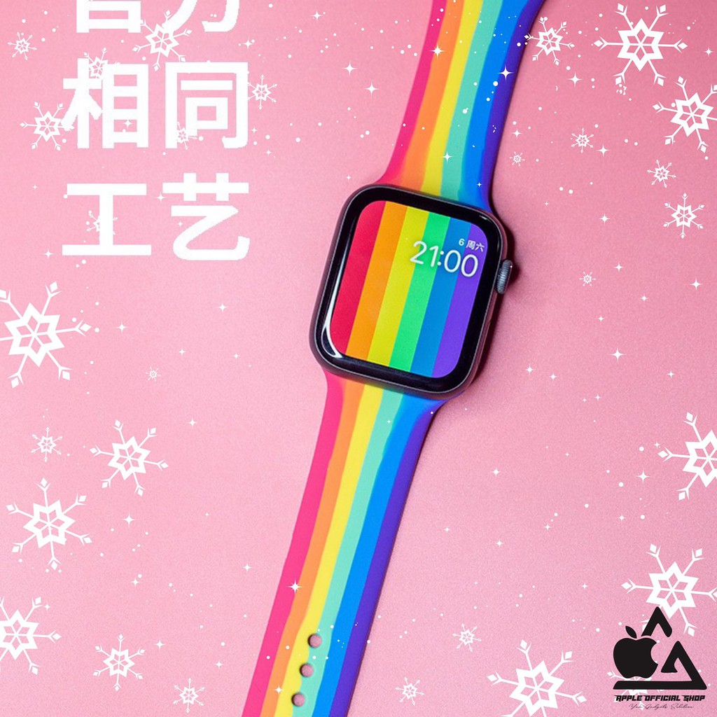 Tali Strap Apple Watch Rainbow 38mm / 40mm 42mm / 44mm Sport Band Strap Rubber Band iWatch Silikon Rubber Case