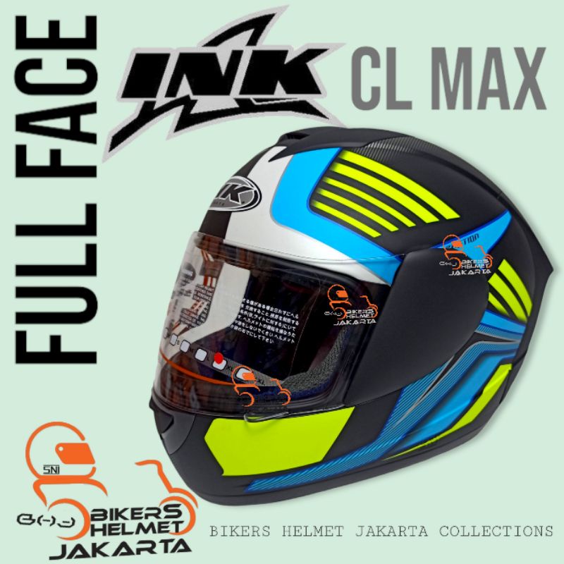 INK HELM CL MAX LTD #3 MATT BLACK LIGHT BLUE YELLOW FULL FACE