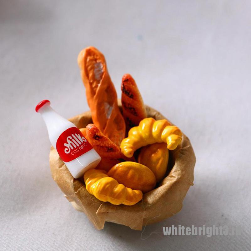 (white3) 6pcs Miniatur Roti Croissant Untuk Dekorasi Rumah Boneka