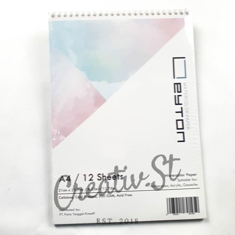 

Leyton Watercolor Book Spiral A4 300 Gsm Cold Pressed 12 Sheet Buku Lukis Cat Air