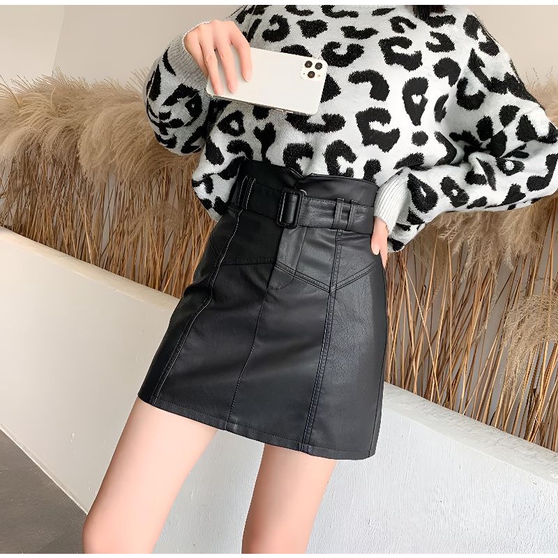 Rok wanita korean style 2022 Rok mini slim pinggang tinggi Plus belt