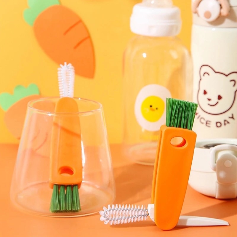Alat Sikat Pembersih 3in1 Sikat Botol Sikat Penutup Cangkir 3 in 1 Multifungsi