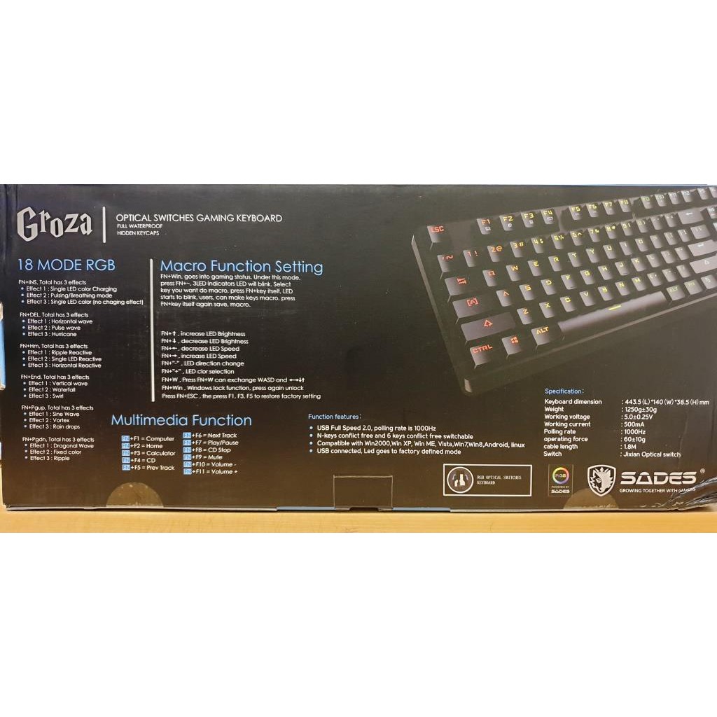 Sades Groza Macro Gaming Keyboard