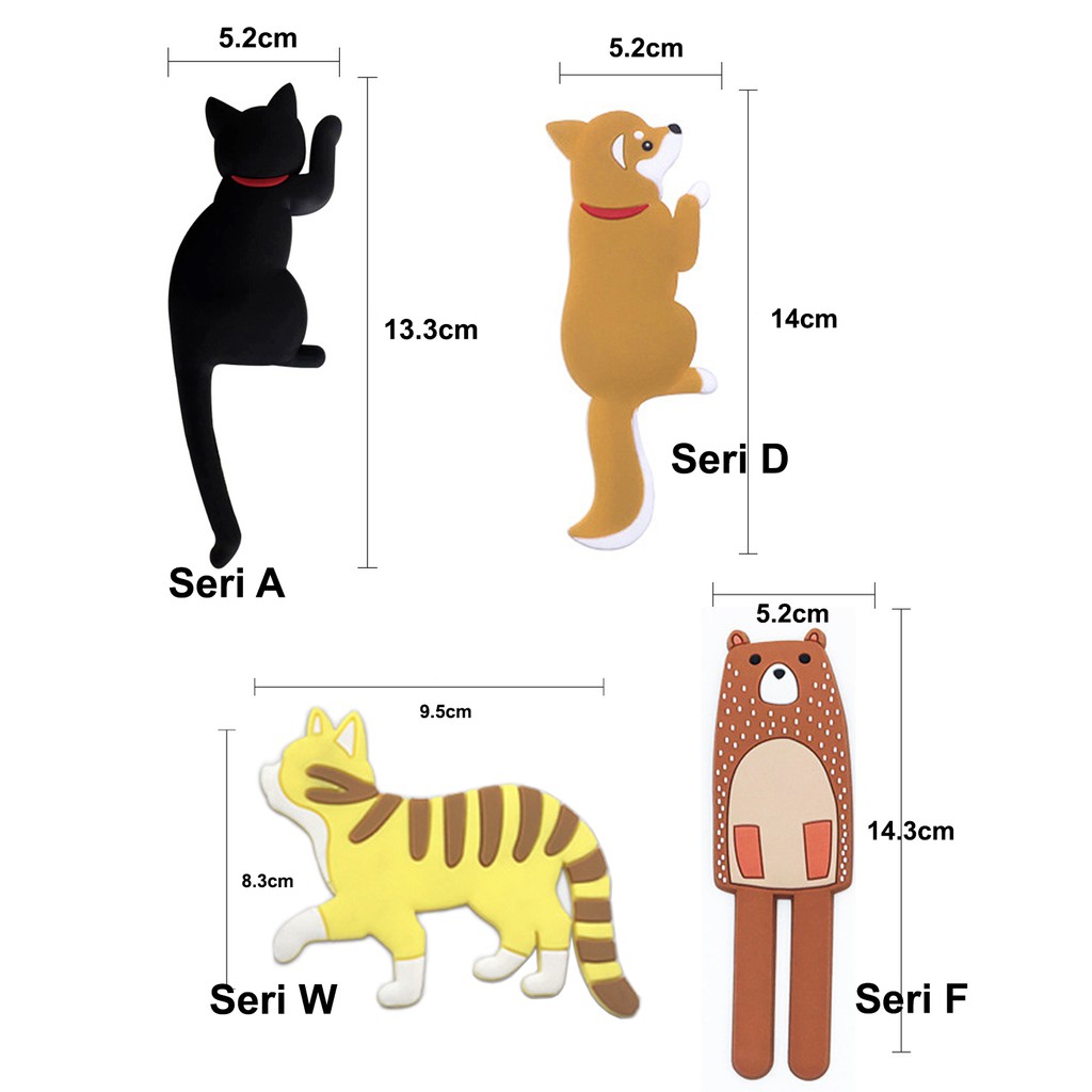 Tempelan kulkas gantungan kunci Magnetic Hook animal cute lucu peralatan dapur unik