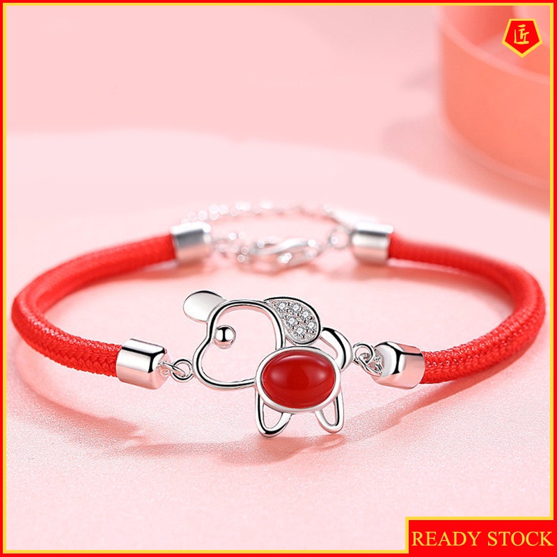 [Ready Stock]Red Rope Auspicious Red Agate 925 Silver Bracelet