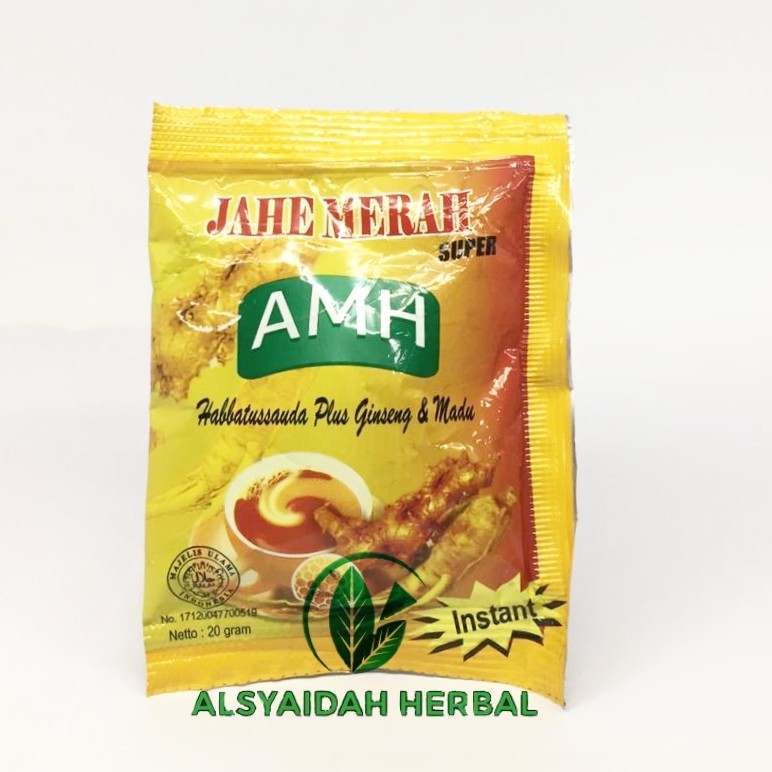 

Jahe Merah super Amh [sachet] Instan Jahe Merah Amanah AMH Super (+ Habbatussauda, ginseng dan madu)