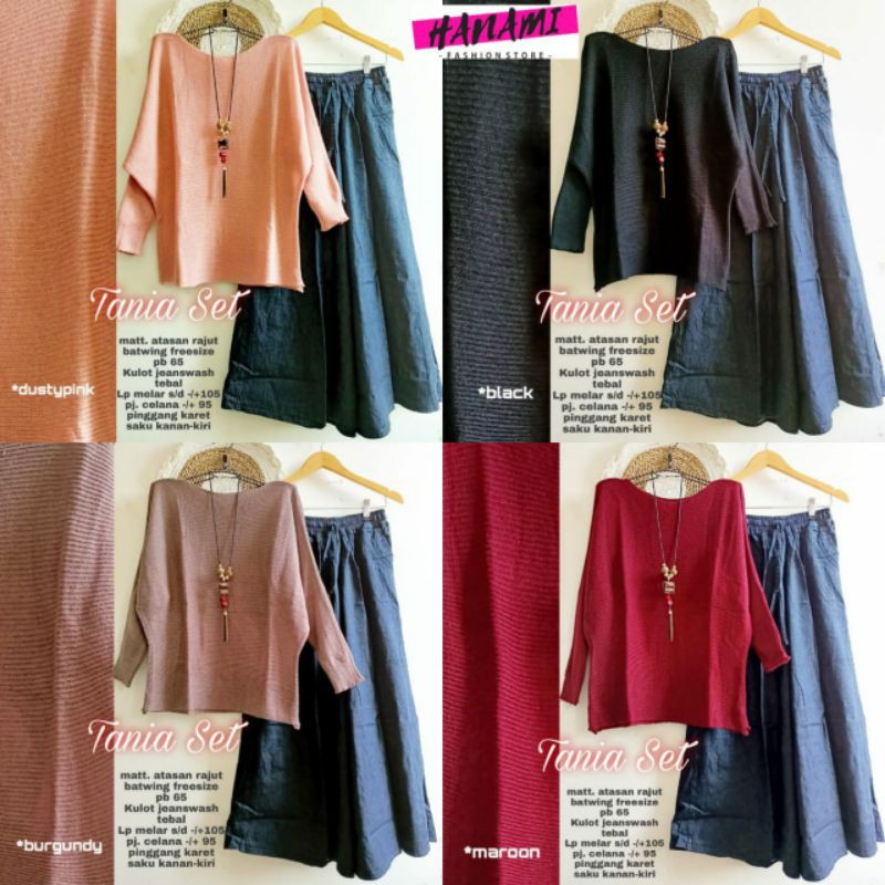 TANIA SET - SETELAN RAJUT DAN JEANS - SETELAN WANITA - SETELAN LENGAN PANJANG