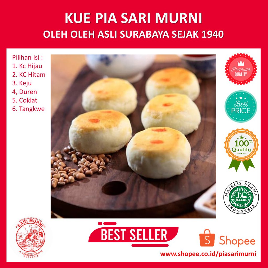 

Kue Pia Sari Murni Bakpia Camilan Snack Oleh Oleh Asli Surabaya