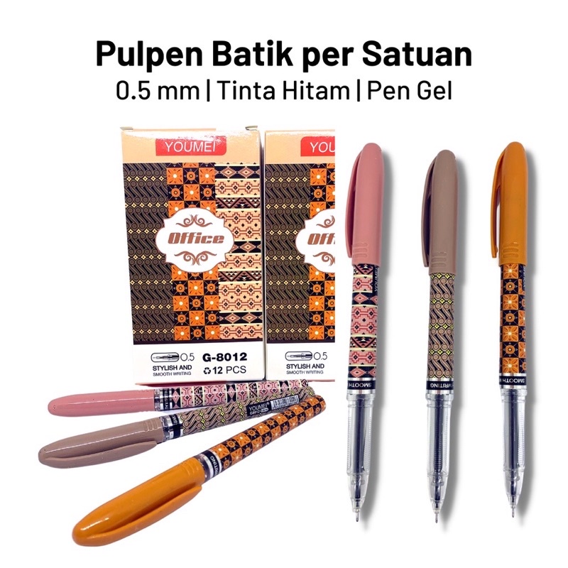 

Pulpen Gel tinta hitam 0,5mm Corak Batik Per pcs harga