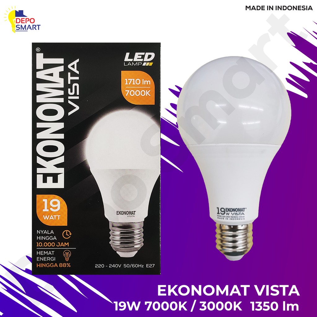 LED Ekonomat Vista 19W 7000K Daylight // Putih // Bohlam // LED // Awet