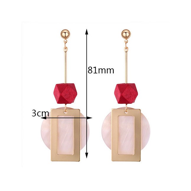 LRC Anting Tusuk Fashion Square Shape Decorated Earrings