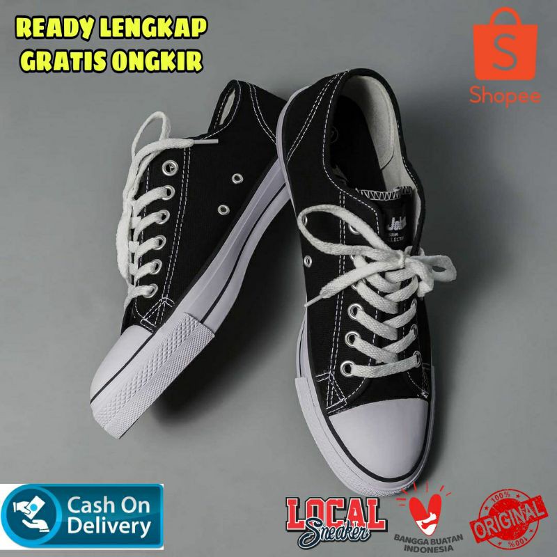 Sepatu Jhonson Basic Low Black White Original Johnson Basic BW Low Cut Jonshon