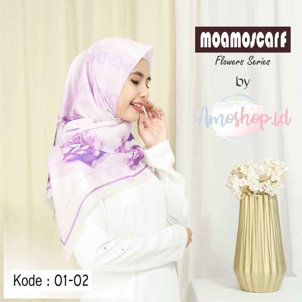 Hijab Segi Empat Motif Premium Lasercut Murah Scarf Flower Series