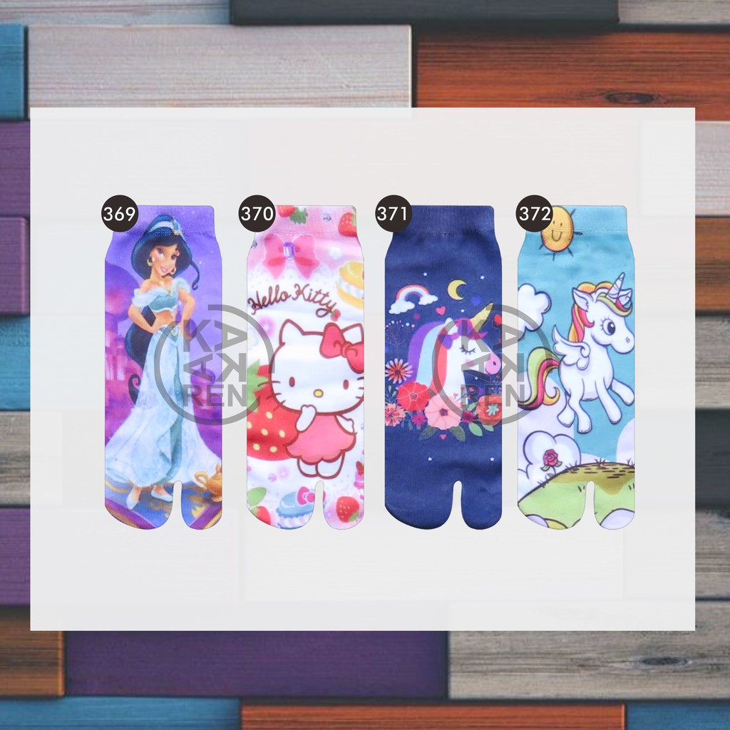 Kaos Kaki Jempol Anak Printing Karakter Frozen,  Mickey Mouse, Princess, Jasmine, Unicorn T