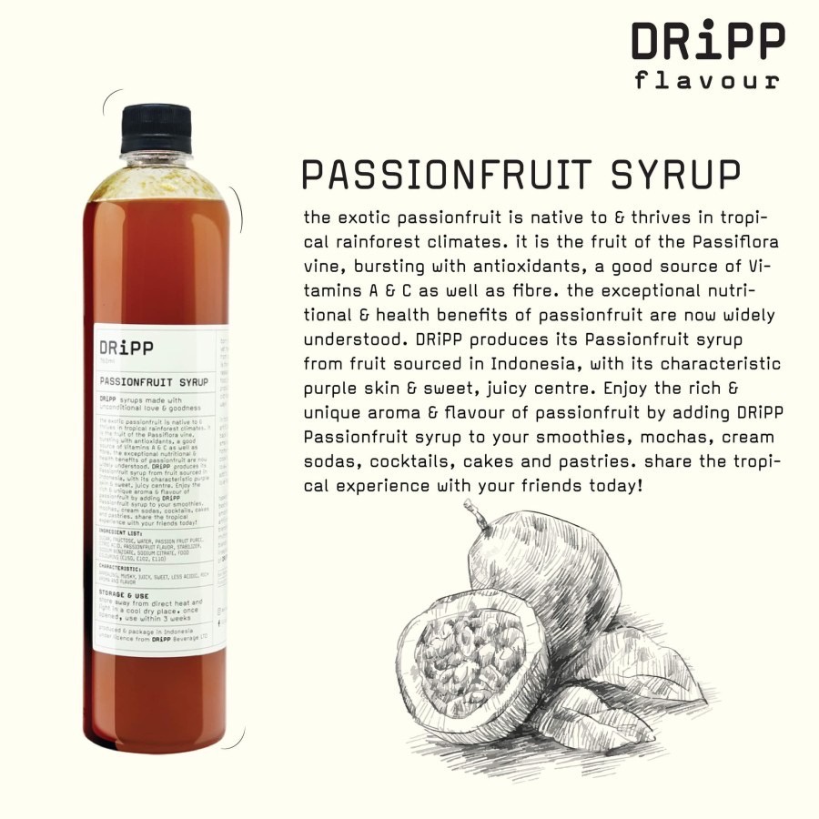 

DRiPP Passionfruit Syrup - Sirup Perisa Minuman Rasa Markisa untuk HORECA