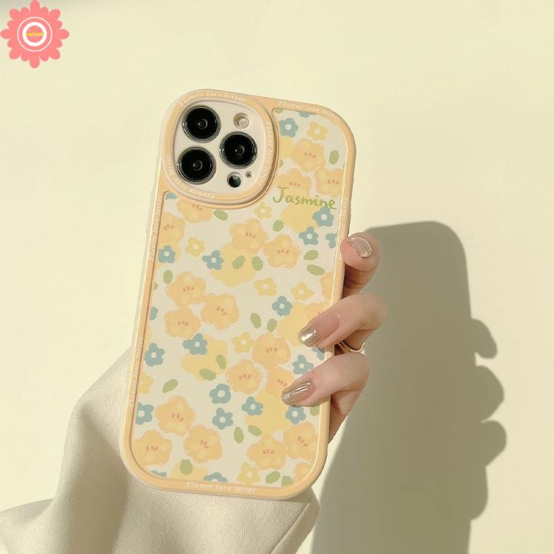 Lensa Oval Soft TPU Case Redmi 12C 9A 10 9 10C 9C NFC Redmi Note 11Pro 9Pro 11 10 11s 10s 9s Note9 8 10Pro Plus Max Mi POCO M3 POCO X3 NFC Pro INS Yellow Flower Shockproof Cover