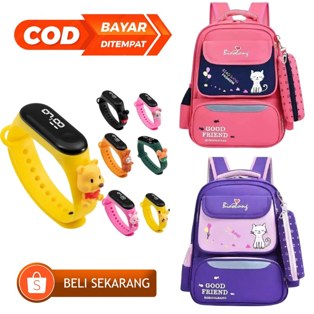 NIQABIS TAS RANSEL ANAK PEREMPUAN KUCING MIAWW TAS SEKOLAH ANAK CEWEK PG PAUD TK SD BAHAN KANVAS