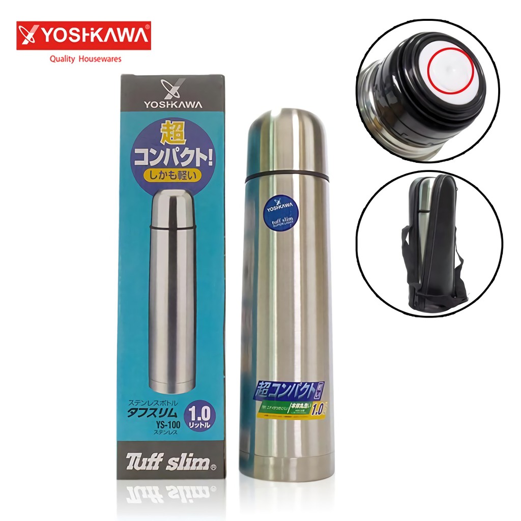 

YOSHIKAWA Termos Peluru Termos Susu Bayi 1000 ML Thermos Water Tuff Slim EVL-YS-100 Perak