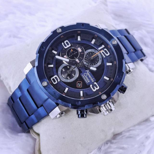 Jam Tangan Keren Elegant Pria Alexandre Christie AC 6474 Blue Original