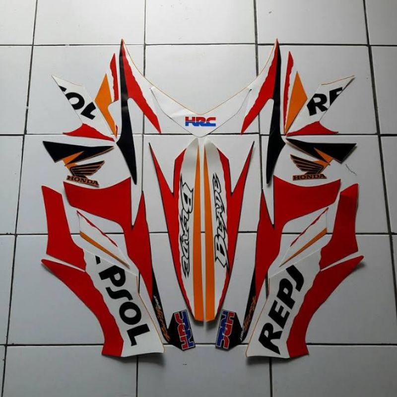striping Blade 110 old Repsol 2009 2010 orange Striping lis stiker standar Ori Honda Blade 110 lama 