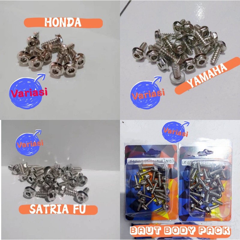 Baut Body Chrome Probolt 20 Pcs Model Flower Yamaha Honda Satria FU UNIVERSAL SEMUA MOTOR MIO BEAT NMAX AEROX JUPITER Z MX SCOOPY FINO VEGA SUPRA ADV LEXI AEROX MIO SOUL M3 BEAT STREET XRIDE