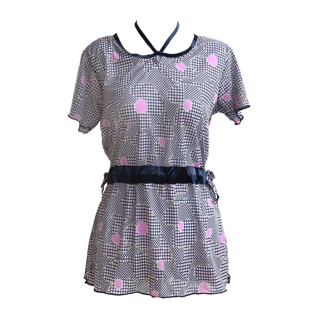 BSI-04 (M) atasan sifon blouse / blus import pink dots modern korea