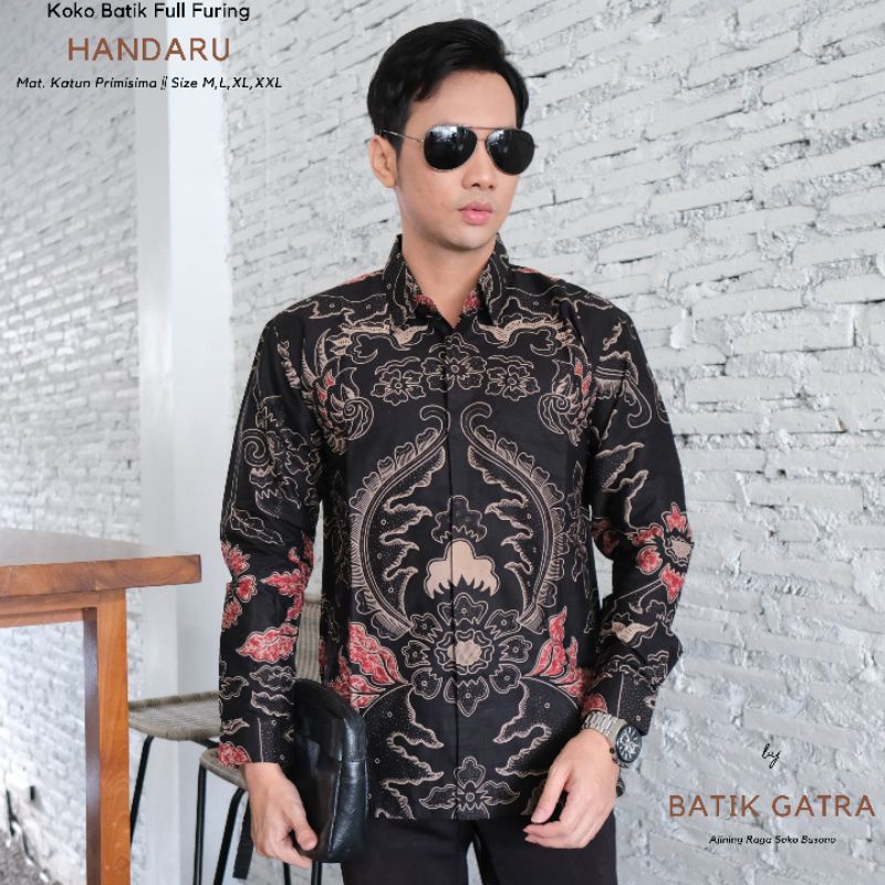 Batik Pria Lengan Panjang Handaru Merah Lapis Furing