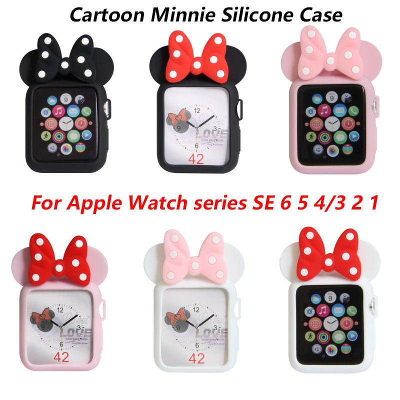 Case Pelindung Bahan Silikon Motif Kartun Untuk Apple Watch Seri 6 4 3 2 1 5 40MM 44MM 38MM 42MM