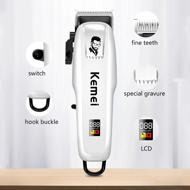 kemei hair clipper professional hair trimer kemei pg809A LCD display