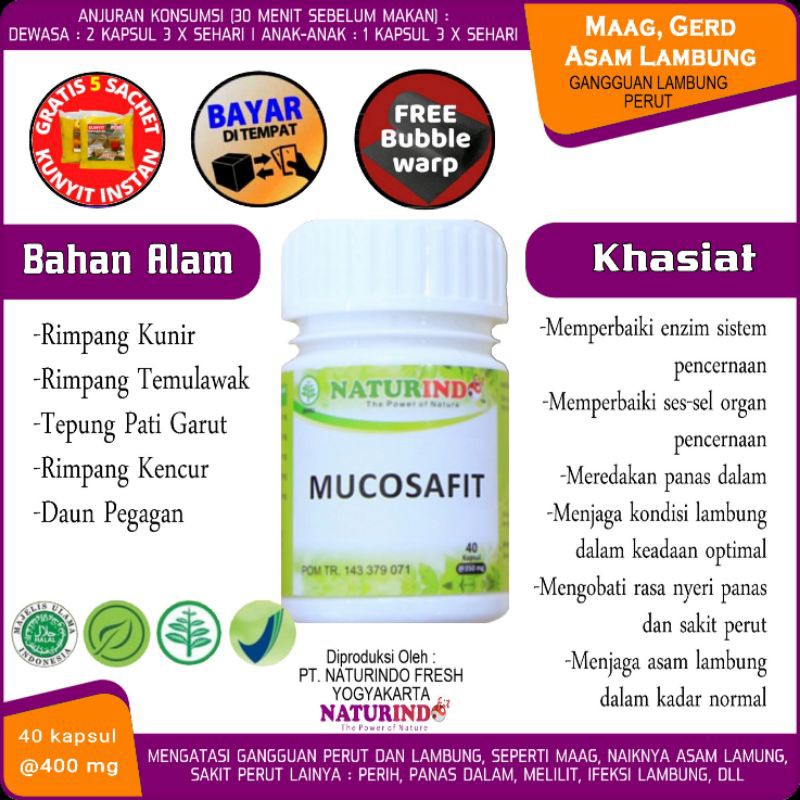 

Obat Asam Lambung Herbal MUCOSAFIT Naturindo