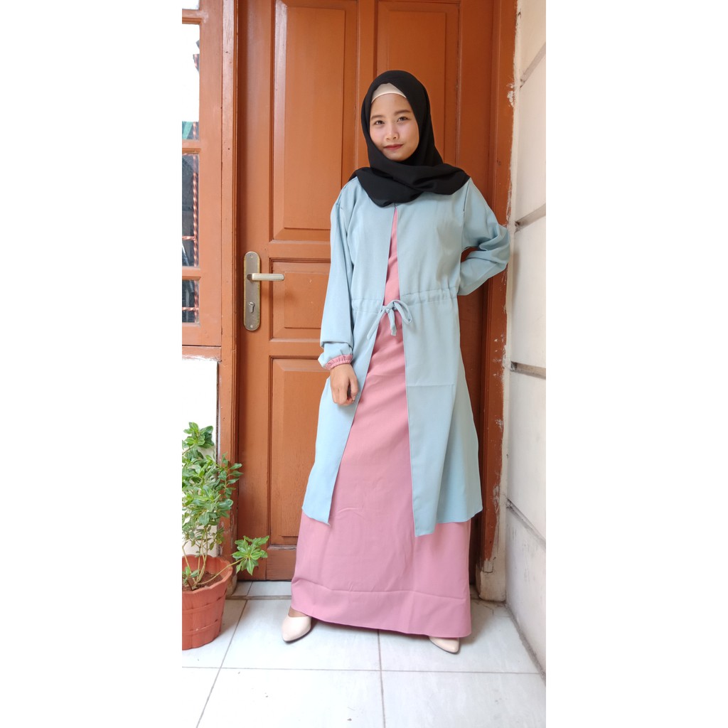 gamis sabyan mostcrepe kombinasi dua warna/gamis nisa sabyan/gamis mostcrepe sabyan