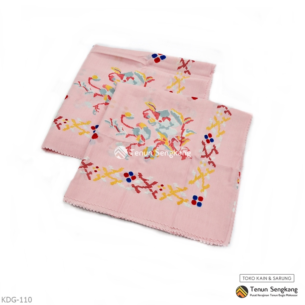 Jilbab Hijab Kerudung Motif Bunga Lagosi Bugis Voal Premium Segiempat Pink Muda 2 - Tenun Sengkang K