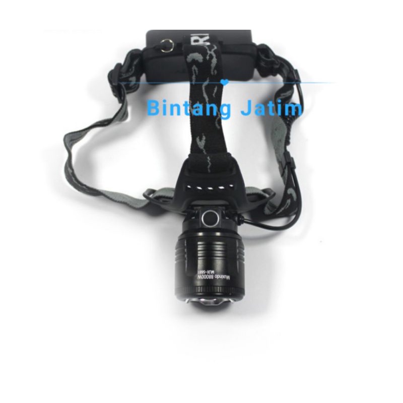 SENTER KEPALA T6 LED ZOOM 2 BATERAI HIGH POWER HEADLAMP 5881 - Hitam