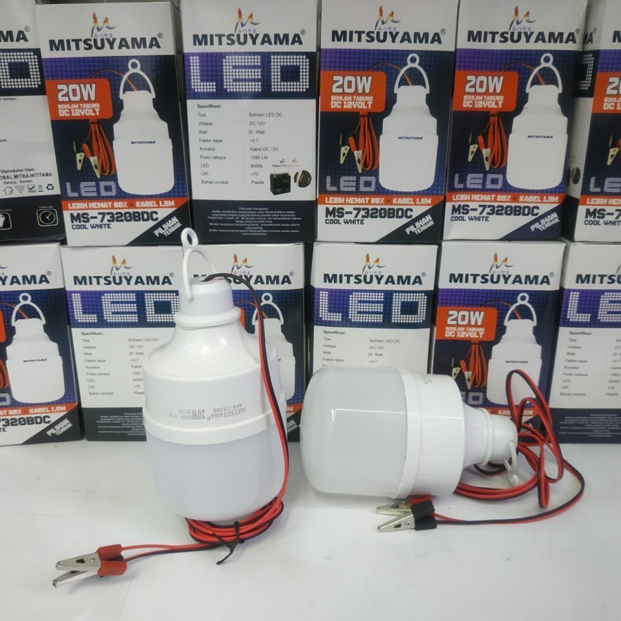 Barangunik2021-Bohlam Lampu LED DC 12v 20watt Mitsuyama Bohlam Jepit Aki DC MS-7320BDC