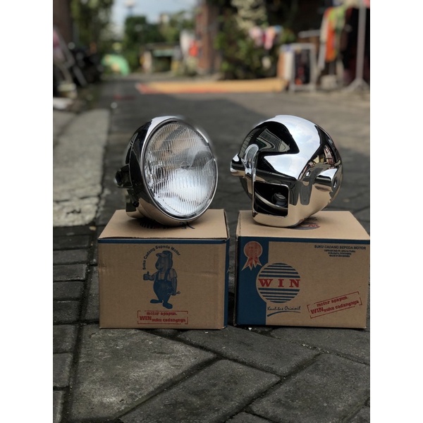 Lampu depan ninja SS batok ninja ss head lamp Ninja SS HMA bulat chrome KW super