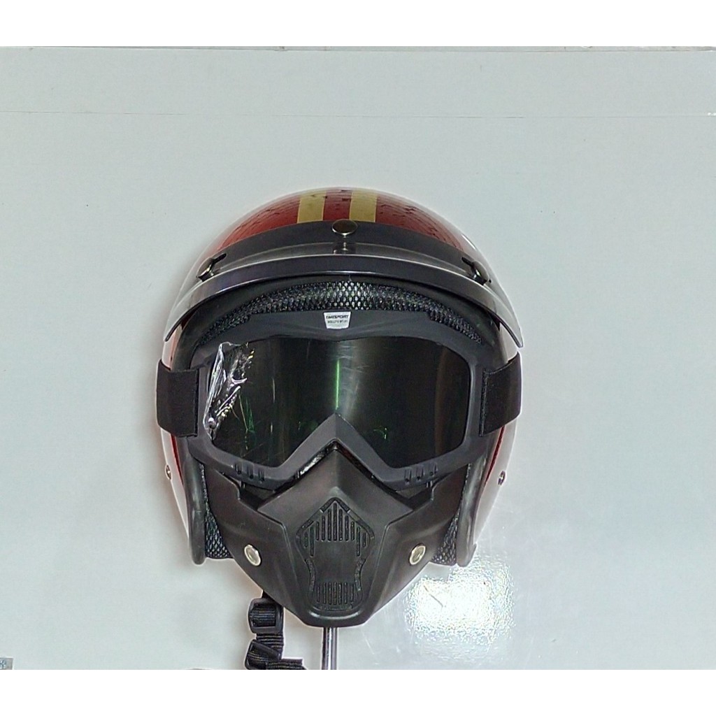 helm bogo dewasa motif pet pendek kacamata google