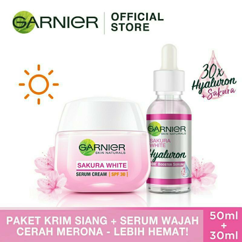 GARNIER Sakura White Hyaluron Booster Serum 30 ml / Garnier Sakura White Day Cream