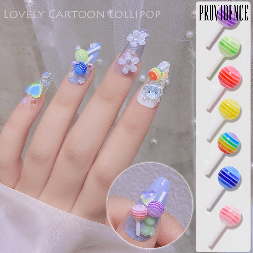 Providence 5Pcs/Set Lollipop Style Nail Ornament Cartoon Resin Cute Clay 3D Accessories Charm Candy Decoration for Manicure