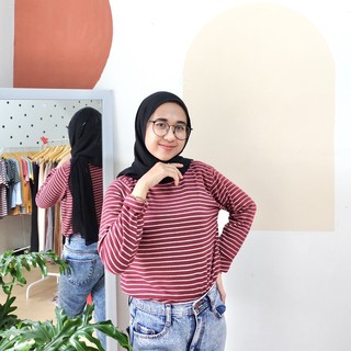  Kaos  Rajut  Stripe Lengan Panjang Shopee  Indonesia