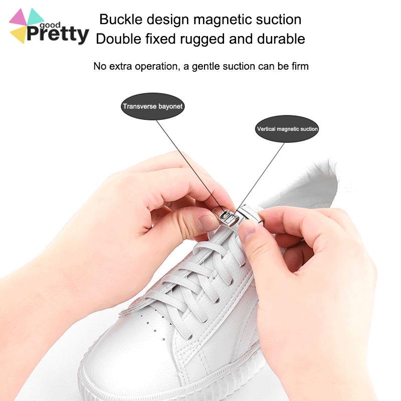 Tali Sepatu elastis/Suction No-dasi Sepatu Putih Kecil Tali Sepatu Magnet Simple /Tali Sepatu gepeng Tetap karet Elastis Logam