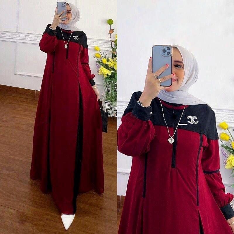 khadijah Maxy Dress Maxi Polos Basik Matt Ceruty Babydoll