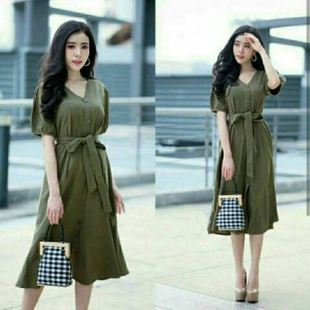 CASUAL DRESS  WARNA ARMY REALPICTURE