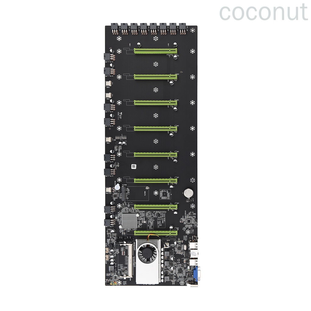 BTC-D37 Computer Motherboard 8 PCI-E 16X Slots Mining Motherboard with Integrated CPU DDR3 Memory coconut.id